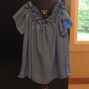 Light blue off the shoulder top